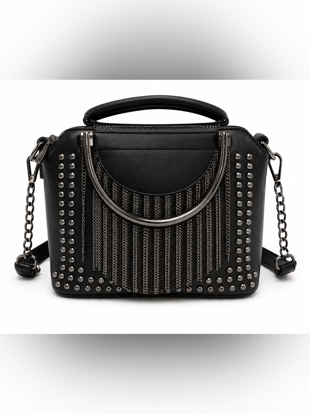 Elegant Black Studded Satchel